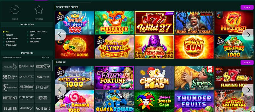 Азартные игры SpinBetter
