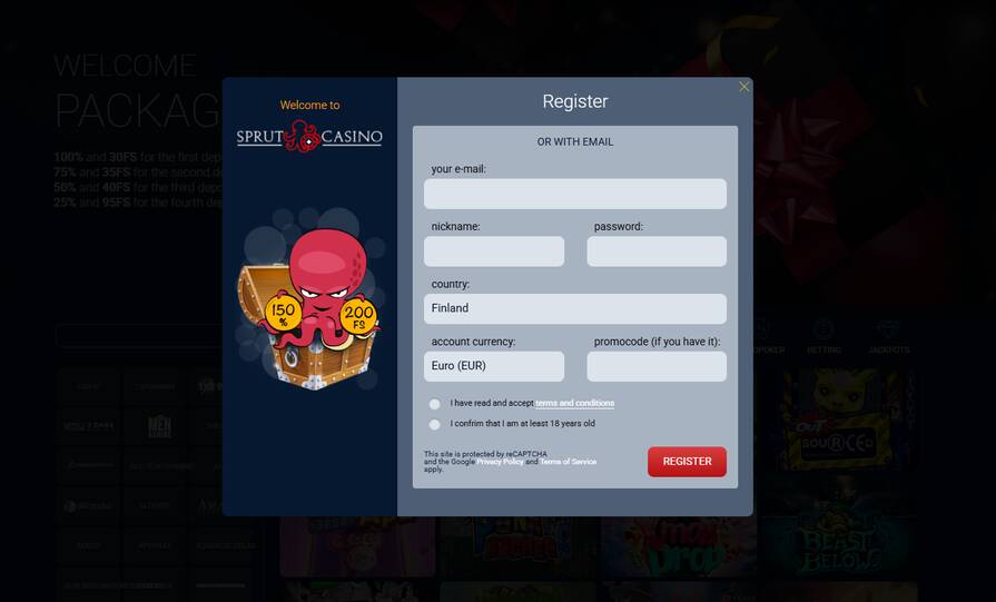 Онлайн казино Sprut регистрация