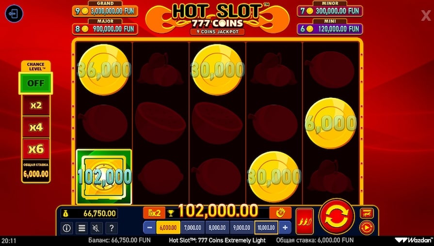 Бесплатная игра в Hot Slot: 777 coins Extremely Light