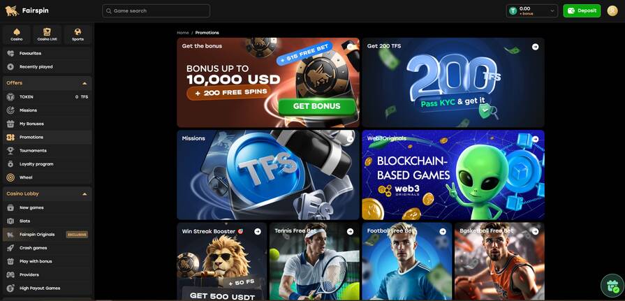 Бонусы в казино Fairspin