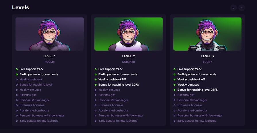 Casino Leebet уровни лояльности