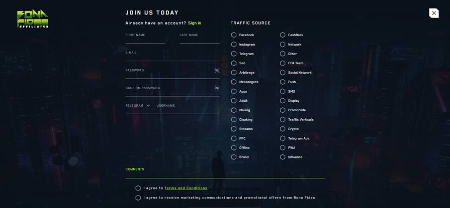 Bona Fides регистрация