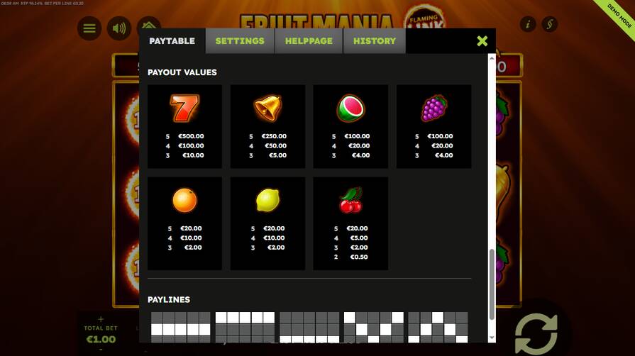 Fruit Mania Flaming Link символы