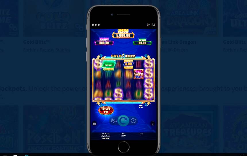 Интерфейс мобильной версии слота Gold Blitz демонстрирует удобство управления одной рукой.